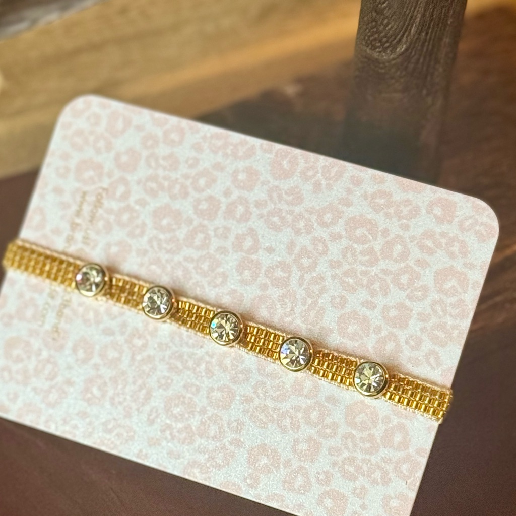 Gold Miyuki Seed Bead Bracelet With Gem Studs 25$